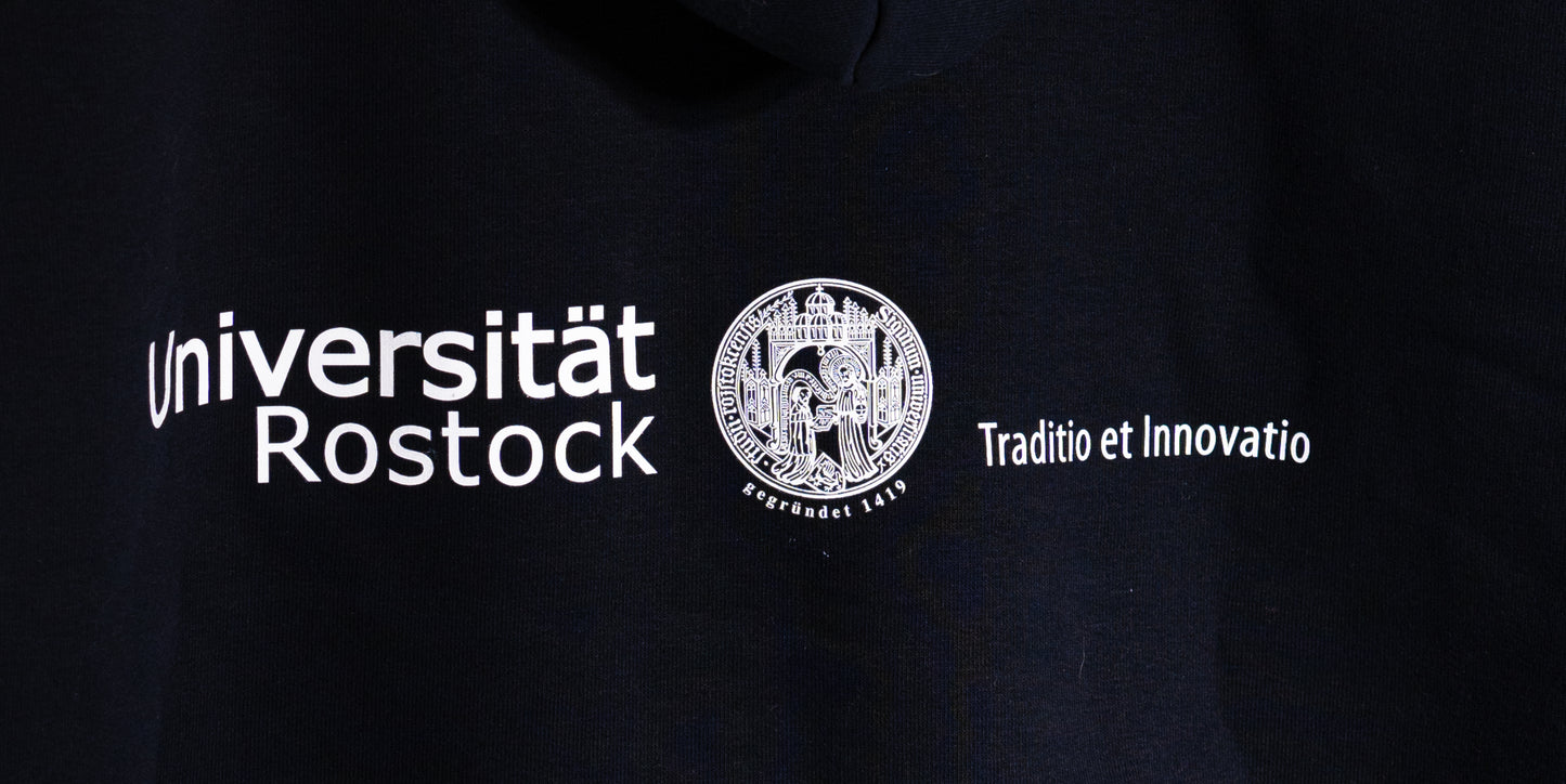 Herren Kapuzensweatjacke mit Logo der Uni Rostock