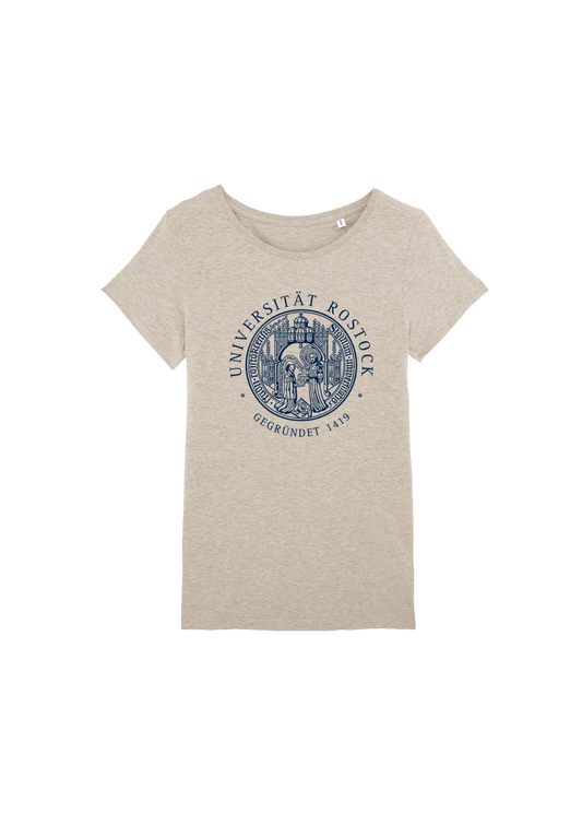 Damen T-Shirt mit Front Siegel groß der Uni Rostock