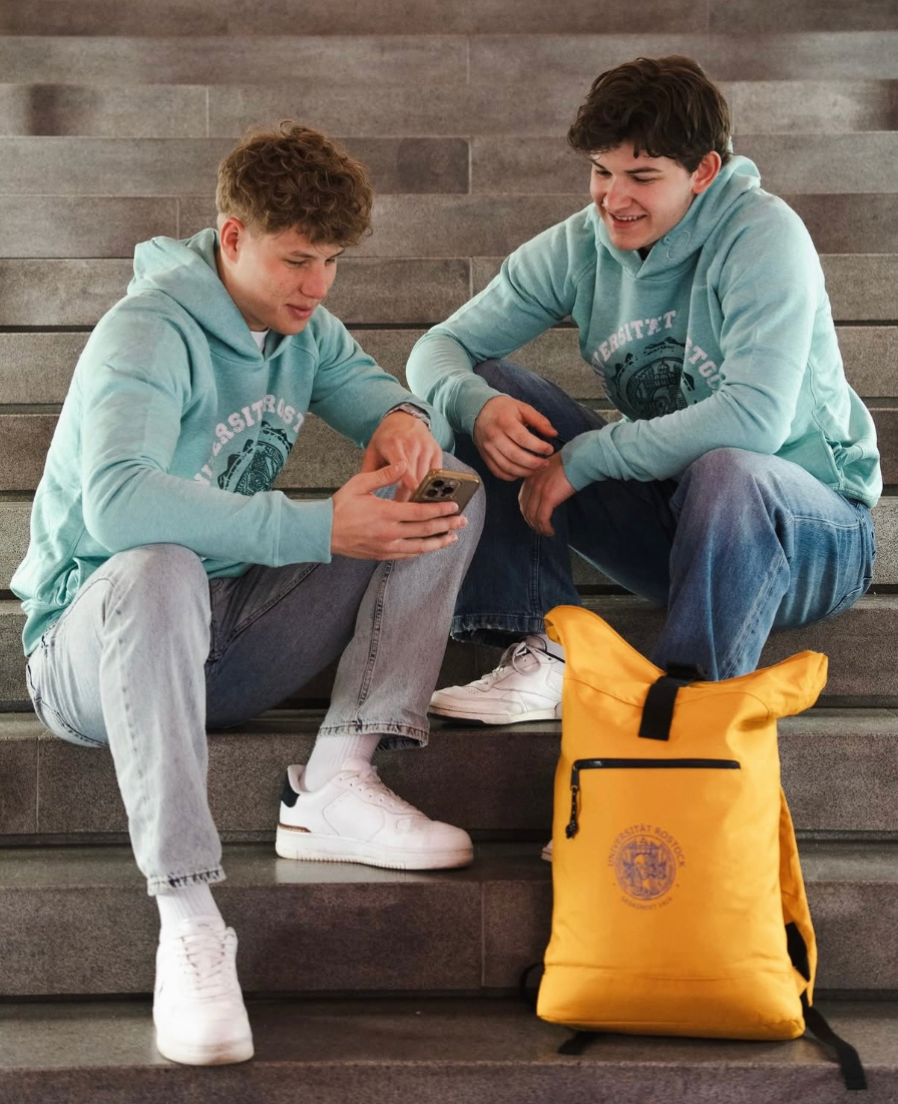 Unisex Kapuzensweatshirt mit Siegel der Universität Rostock im Vintage Look