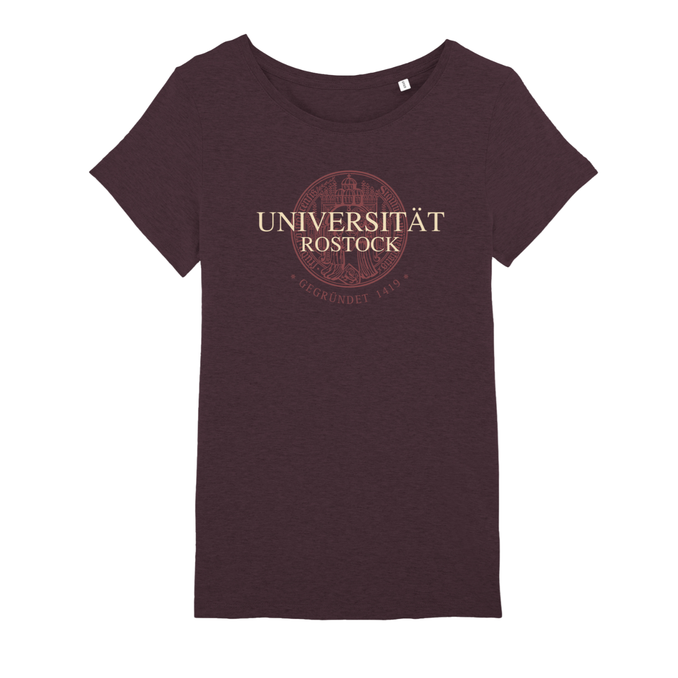 Damen T-Shirt Universität Rostock- Siegel mit Schrift und Wasserzeichen