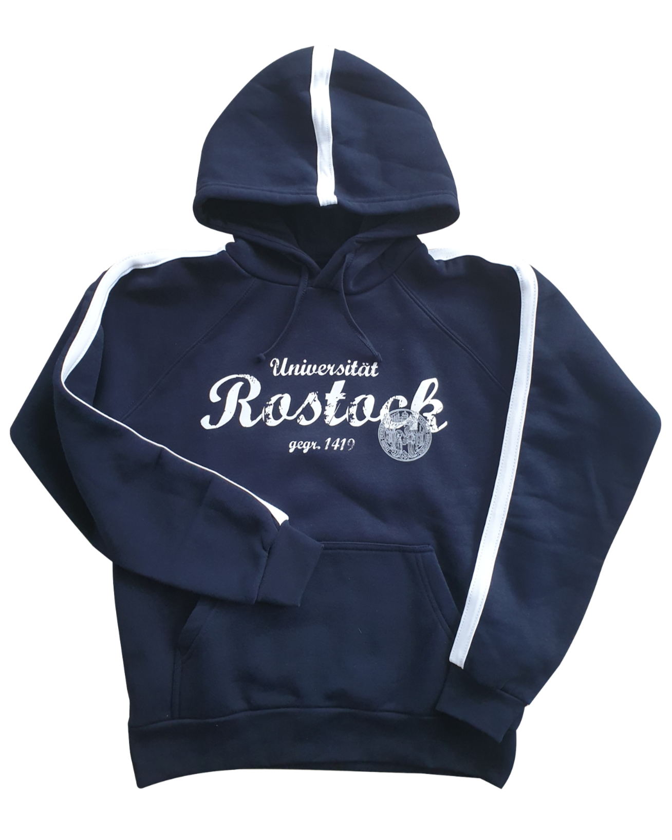 Unisex Kapuzensweatshirt mit Siegel der Universität Rostock im Vintage Look