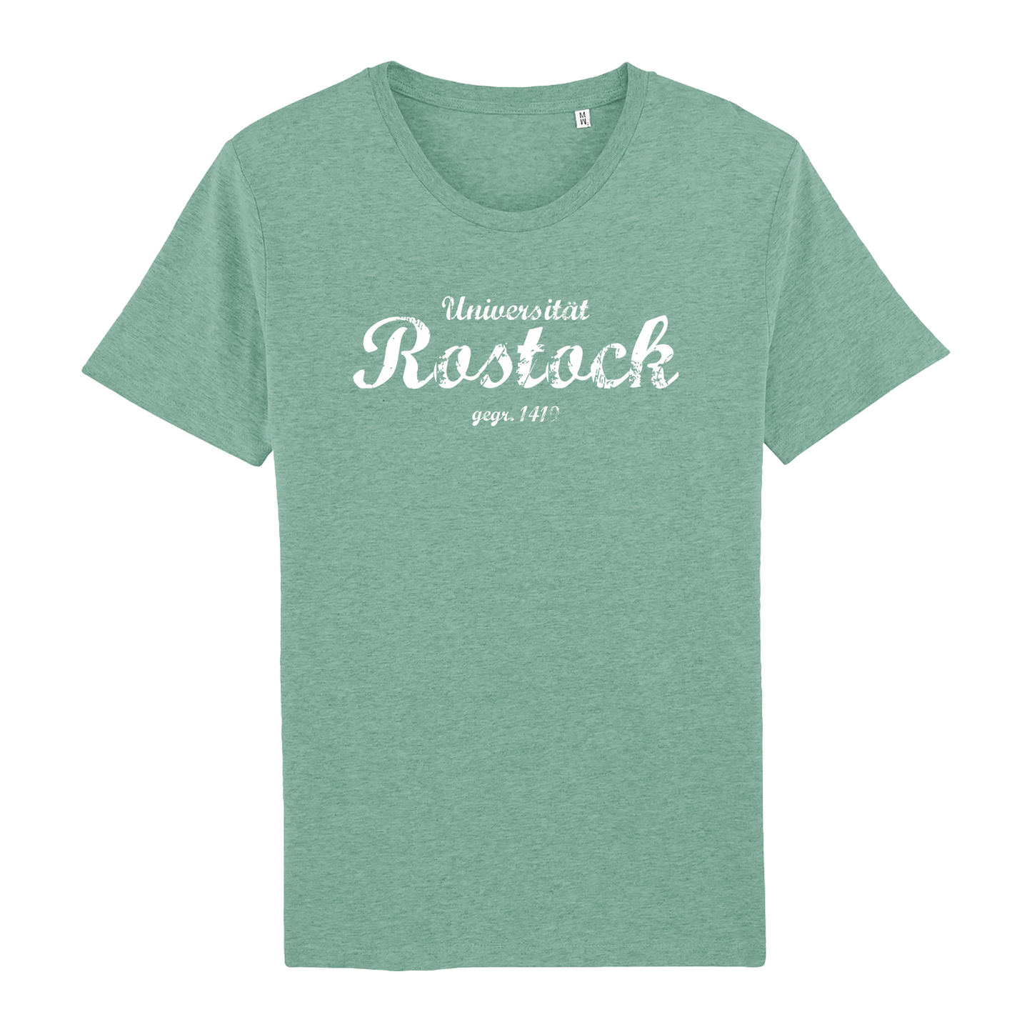 T-Shirt mit Schriftzug Universität Rostock gegr. 1419 und Siegel im Nacken